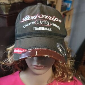 Red Stripe Brown Cap With Built In Bottle Cap Opener Bought In The Bahamas